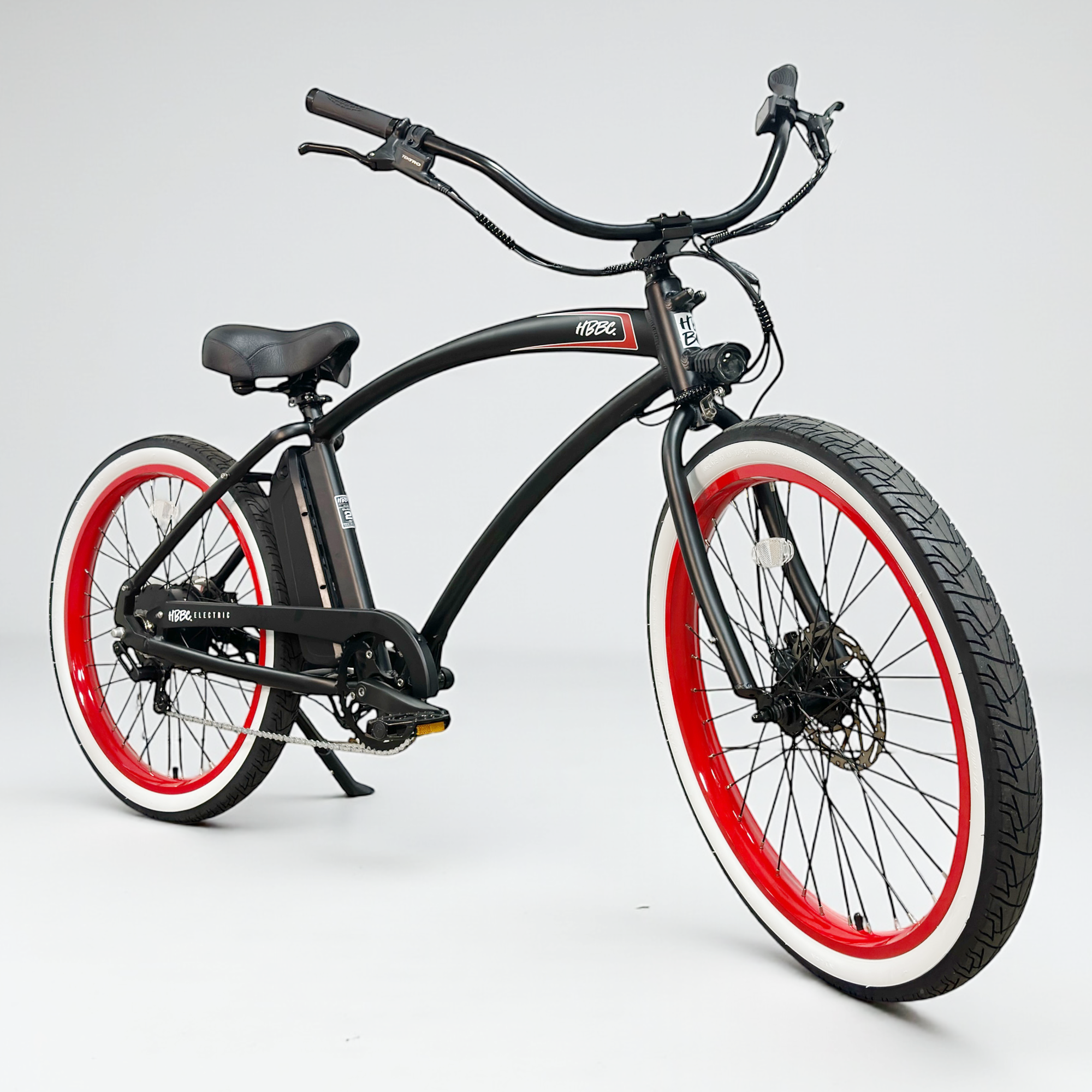 HBBC Men's Electric Cruiser – Flat Black/Red | Huntington Beach