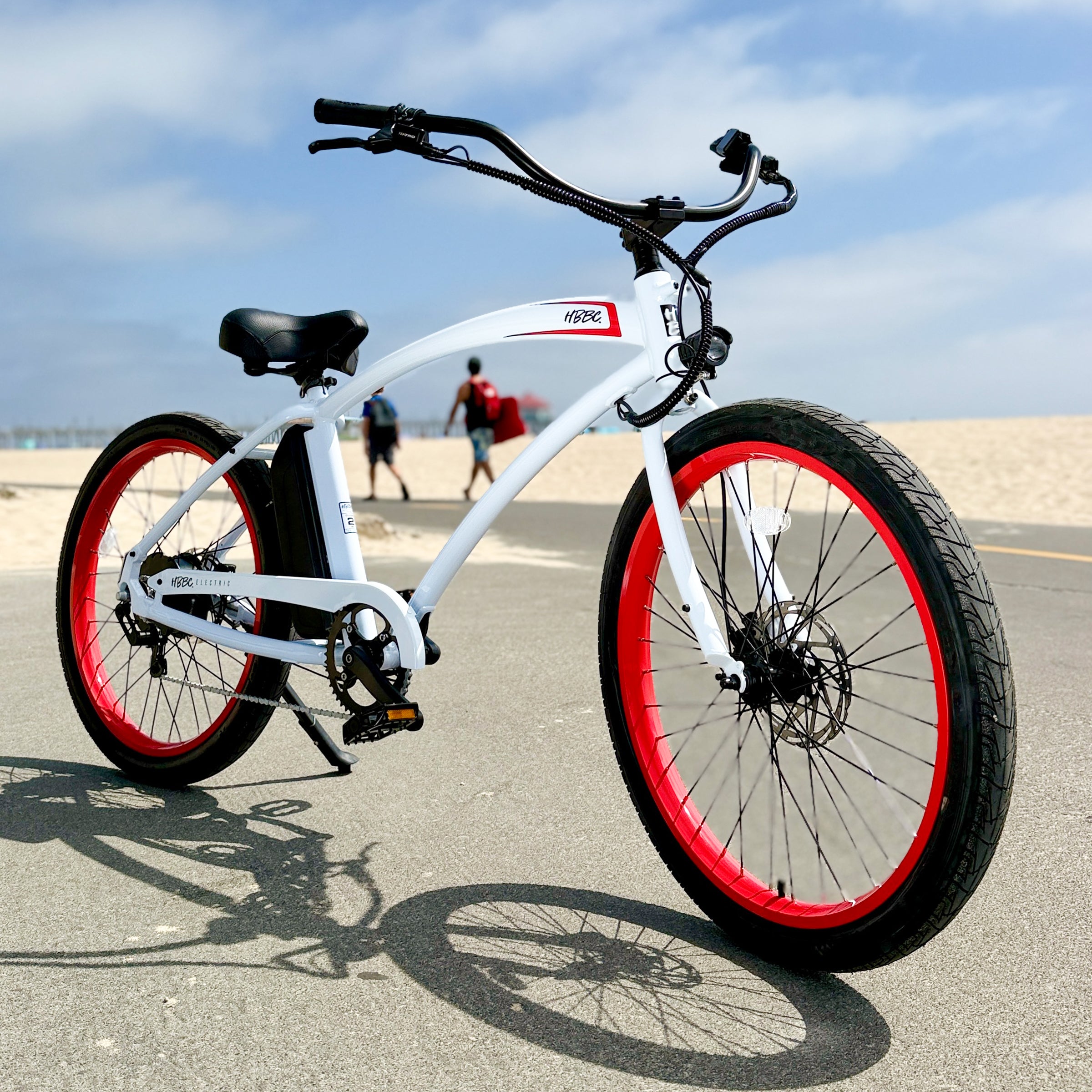 HBBC Men's Electric Cruiser - White/Red