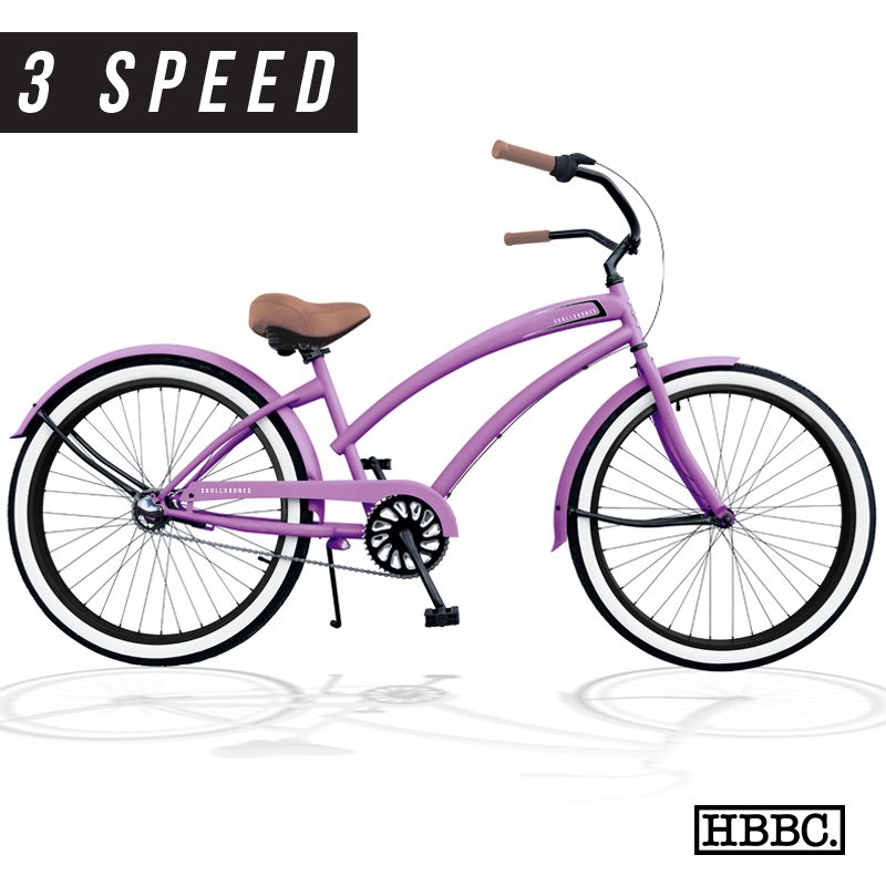 womens 3 speed bicycle SKULLXBONES Women's 3-Speed Beach Cruiser – Desert Lilac