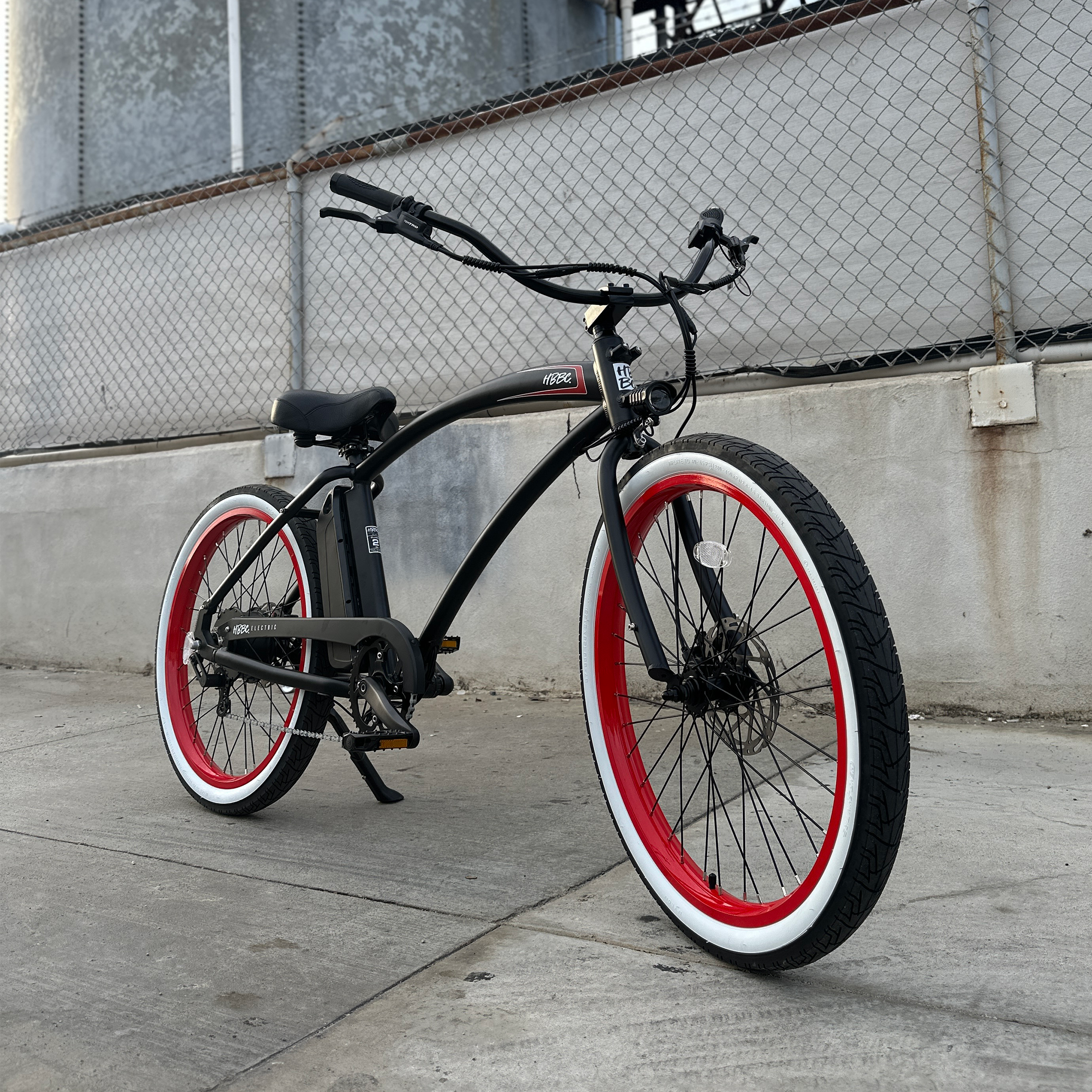 cteb classic electric bicycle HBBC Men's Electric Cruiser – Flat Black/Red | Huntington Beach