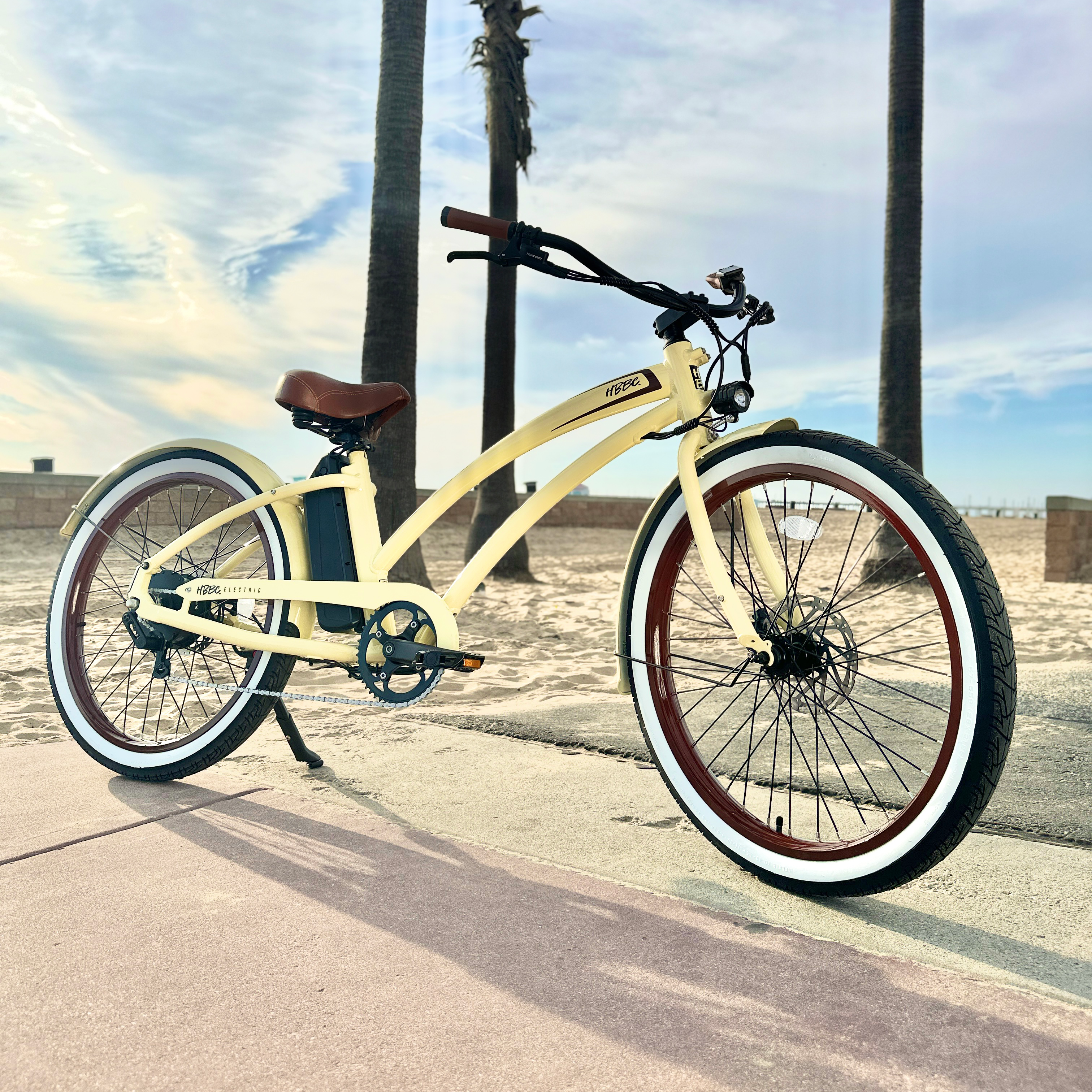 HBBC Women's Electric Cruiser – Vanilla Brown | Huntington Beach