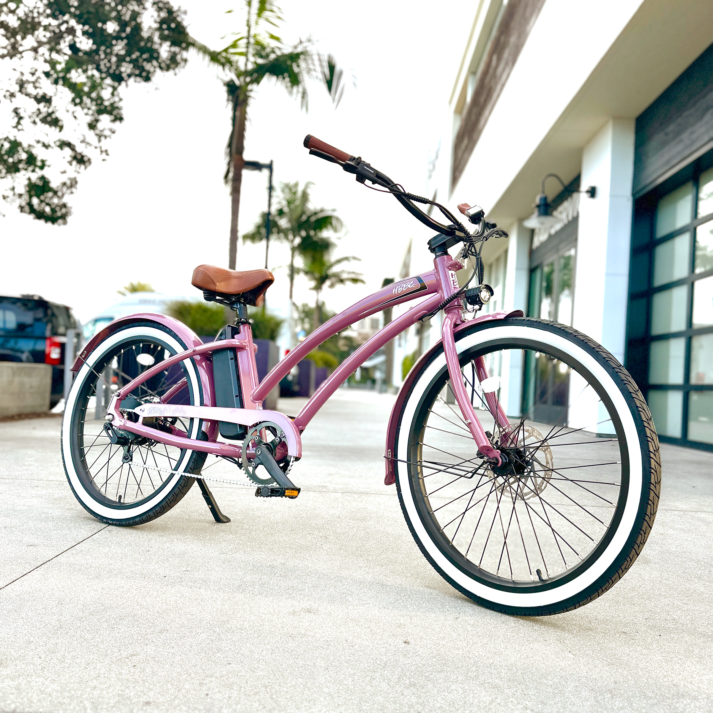 pink womens bicycle HBBC Women's Electric Cruiser – Desert Lilac | Huntington Beach
