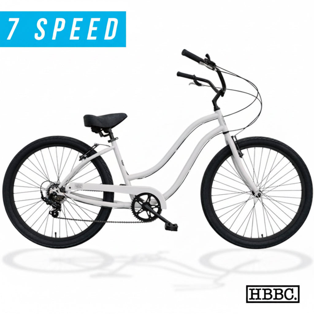 HBBC Women's 7-Speed Beach Cruiser White – main product photo