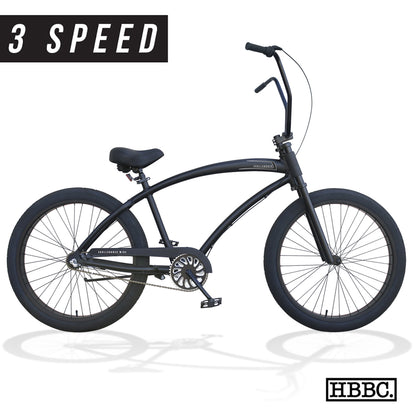 SKULLXBONES Wide Series Beach Cruiser - 3spd - FLAT BLACK