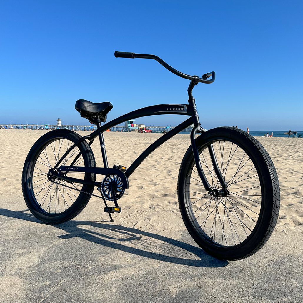mountainbike black SKULLXBONES Men's Beach Cruiser Flat Black | HBBC
