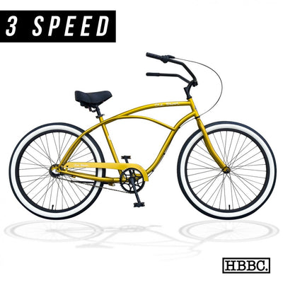 OLD SKOOL Men's 3-Speed Beach Cruiser Metallic Gold – side view