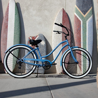 OLD SKOOL Women’s 7 Speed Beach Cruiser – Metallic Sky Blue