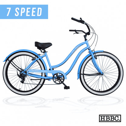 OLD SKOOL Women’s 7 Speed Beach Cruiser – Metallic Sky Blue