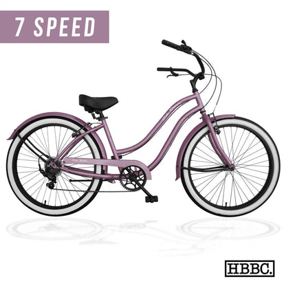 OLD SKOOL Women’s 7 Speed Beach Cruiser – Metallic Rose Gold