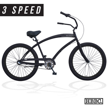 SKULLXBONES Men's Beach Cruiser 3 Speed - FLAT BLACK