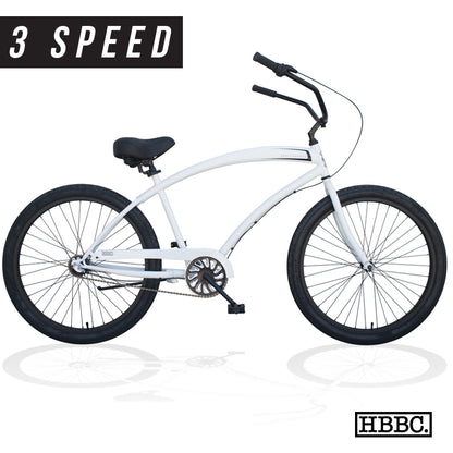 SKULLXBONES Men's Beach Cruiser 3 Speed - ROVER WHITE