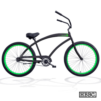 SKULLXBONES Men's Beach Cruiser - FLAT BLACK/GREEN