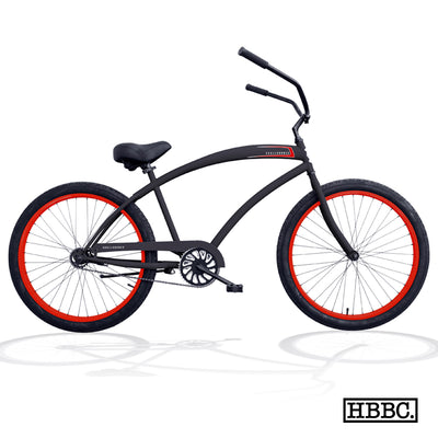 SKULLXBONES Men's Beach Cruiser - Flat Black/Red - Full View