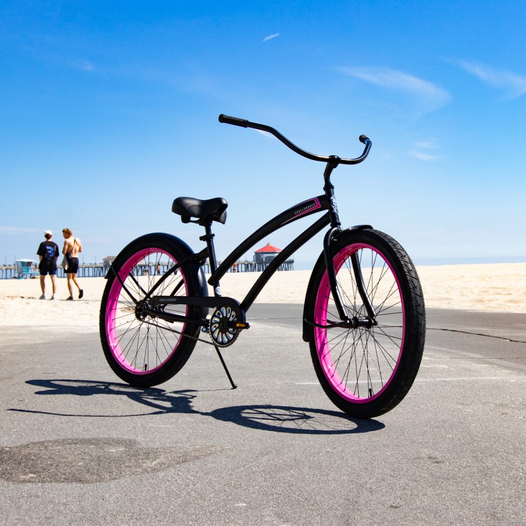 SKULLXBONES Women's Beach Cruiser - FLAT BLACK/PINK