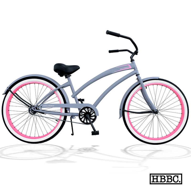 SKULLXBONES Women's Beach Cruiser - FLAT GREY/PINK