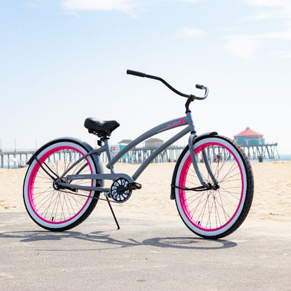 SKULLXBONES Women's Beach Cruiser - FLAT GREY/PINK