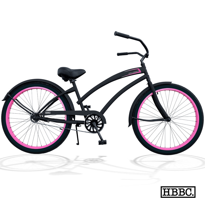 SKULLXBONES Women's Beach Cruiser - FLAT BLACK/PINK