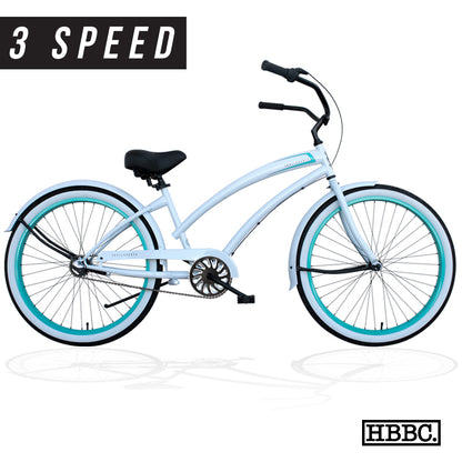 SKULLXBONES Women's Beach Cruiser 3 Speed - ROVER WHITE/MINT