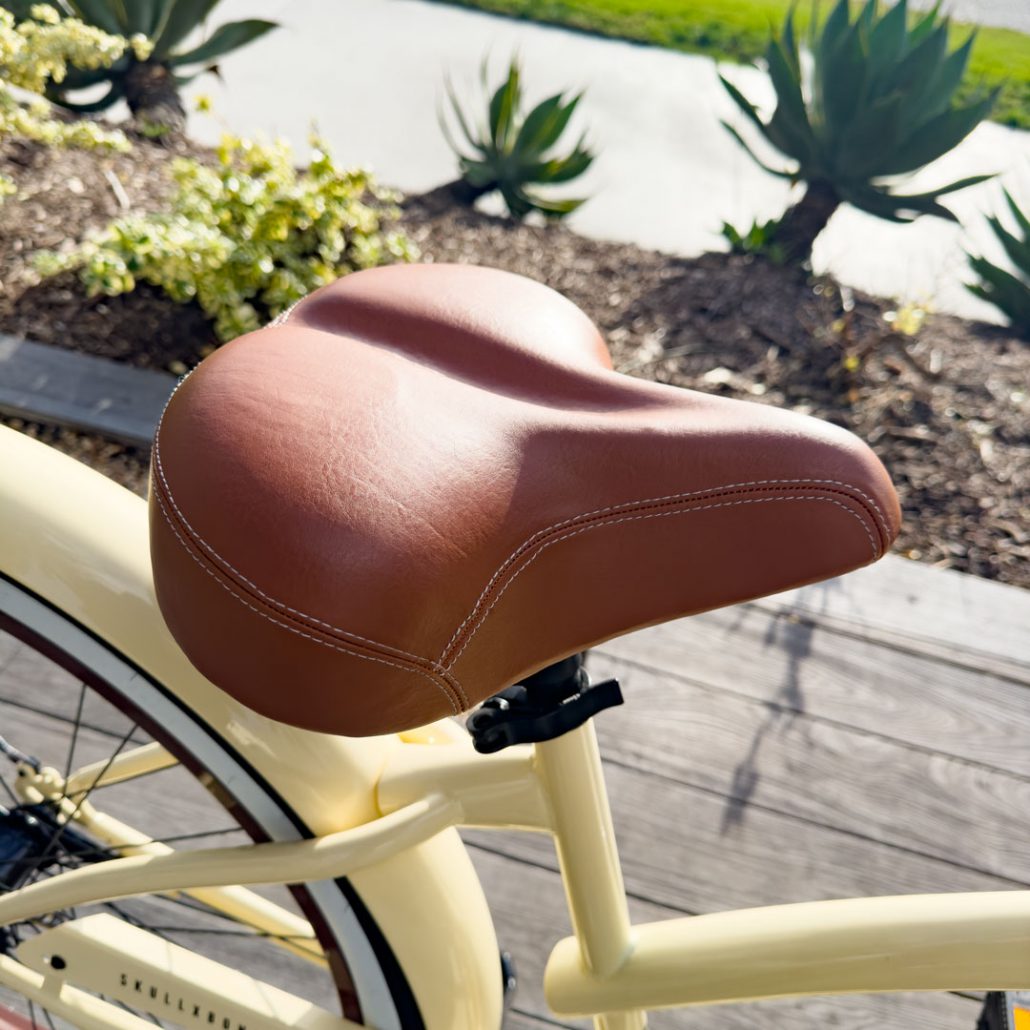 womens bicycle yellow SKULLXBONES Women's 3-Speed Beach Cruiser – Gloss Vanilla/Brown