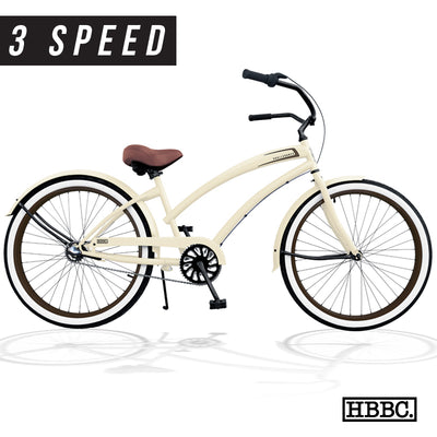 SKULLXBONES Women's Beach Cruiser 3 Speed - GLOSS VANILLA/BROWN