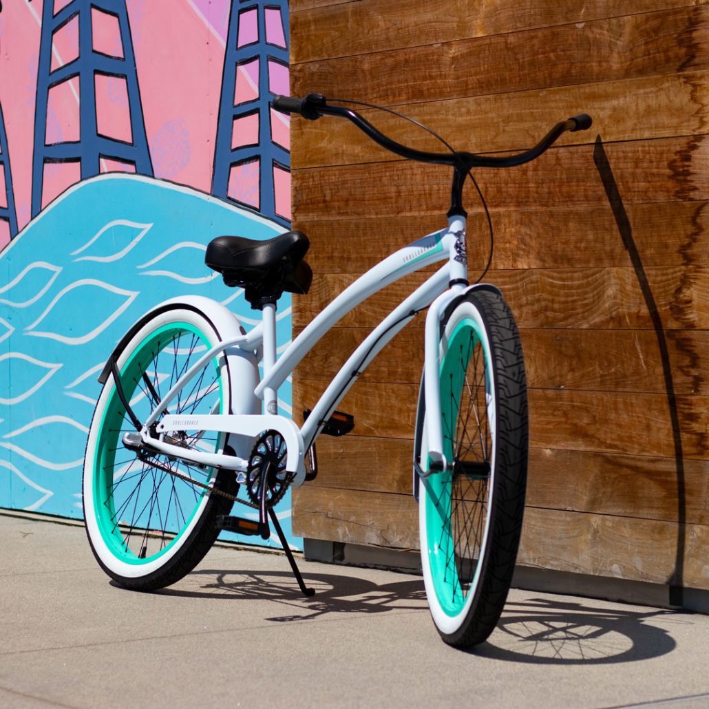womens white beach cruiser bicycle SKULLXBONES Women's 3-Speed Beach Cruiser – Rover White/Mint